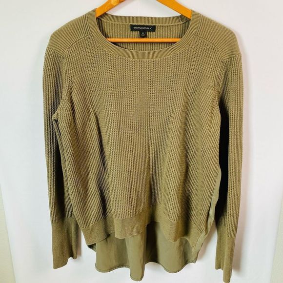 BANANA REPUBLIC Olive Waffle Knit Sweater - Picture 4 of 7